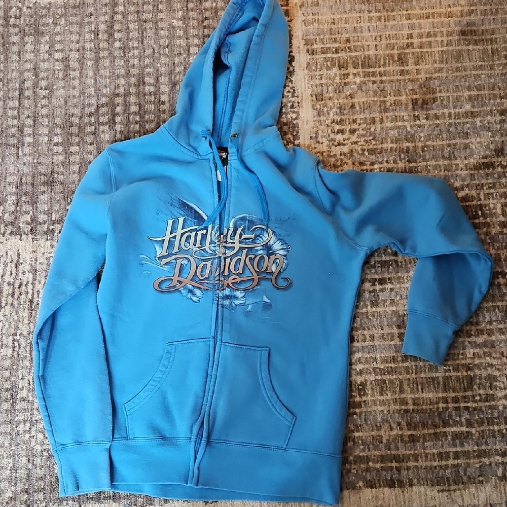 Women's Harley-Davidson Blue Zip-Up Hoodie Small